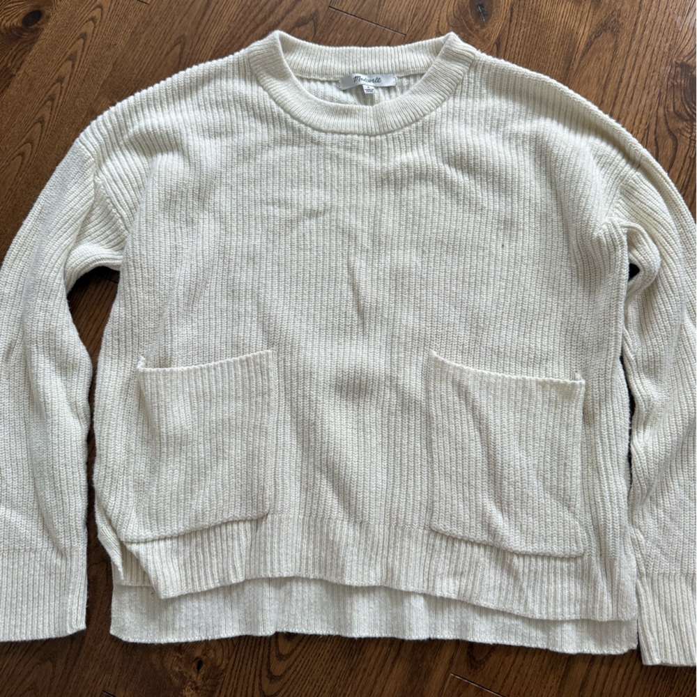 Madewell Cream Ribbed Knit Sweater
